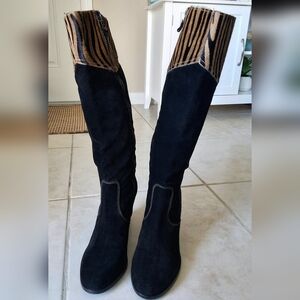 Grigiarancio Vero Cuoio Tall Boots Black Suede/Leather - Size - 7.5